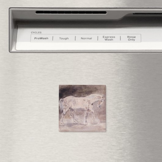 Weißes Pferd (von Eugene Delacroix) Magnet (In Situ (Geschirrspüler))