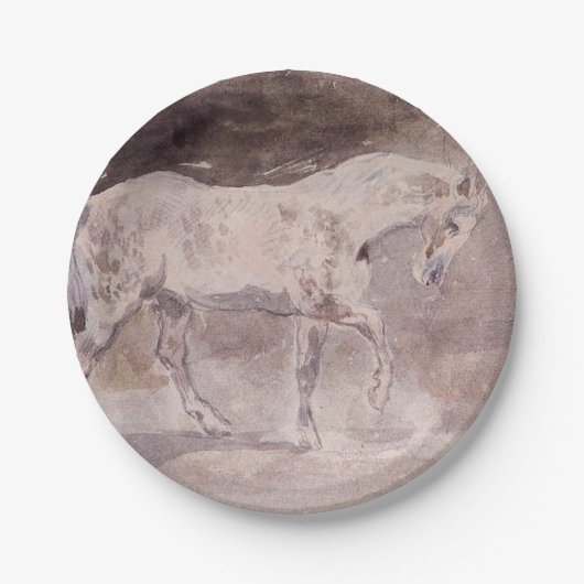 Weißes Pferd (von Eugene Delacroix) Pappteller (Vorderseite)