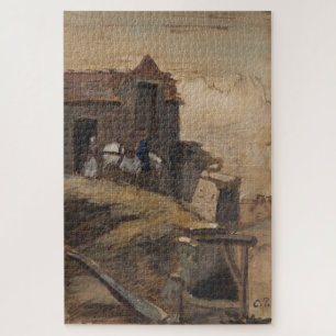 Weißes Pferd vor einem Bauernhof 1861-64 von Pissa Puzzle