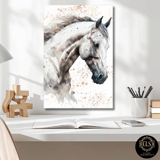 Weißes Pferd Wasserfarben-Kunst Downloadposter Poster