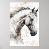 Weißes Pferd Wasserfarben-Kunst Downloadposter Poster (Vorne)