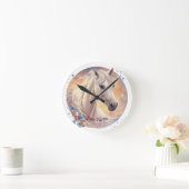 weißes Pferd, wasserfarben pastell Runde Wanduhr (Zuhause)