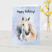 Weißes Pferd zum Geburtstag glücklich Karte (Gelbe Blume)