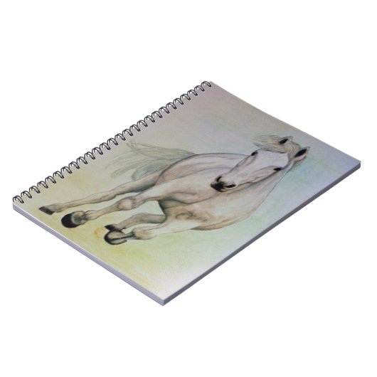 "Weißes Pferde" Notizbuch Notizblock (Linke Seite)