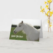 Weißes Pferdegeburtstags-leere Karte (Gelbe Blume)