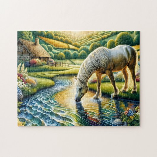 Weißes Pferdegut Puzzle (Horizontal)