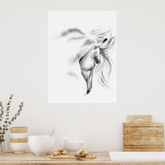 Weißes Pferdekopf-Poster Poster (Küche)