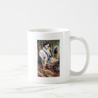 Weißes Pferdemittelalterliches romantisches Kaffeetasse