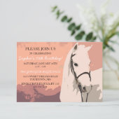 Weißes Pferdemuster Zehnten Geburtstag Einladung (Stehend Vorderseite)