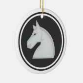 Weißes Pferderitter-Schach Keramikornament (Rechts)