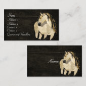 Weißes Pferdeschwarz-Retro Visitenkarte (Vorne/Hinten)