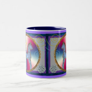 Weißes Pferdetänzer Zweifarbige Tasse