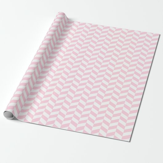 Weißes Pink-weißes Herringbone-Umhüllungspapier Geschenkpapier (Ungerollt)