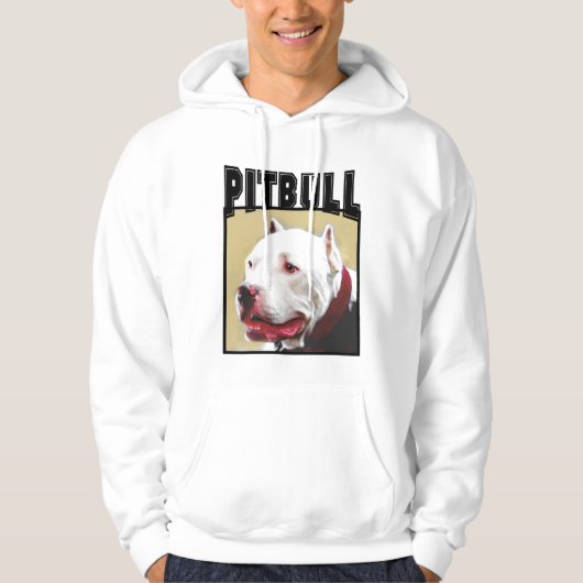 Weißes Pitbull Hoodie (Vorderseite)