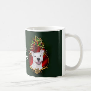 Weißes pitbull Weihnachten Kaffeetasse
