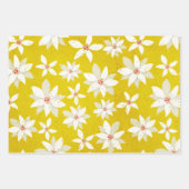 Weißes Poinsettias Rote Akzente Hellgoldenes Gelb Geschenkpapier Set (Vorderseite 3)