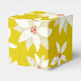 Weißes Poinsettias Rote Akzente Hellgoldenes Gelb Geschenkschachtel