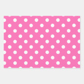 Weißes Polka-Dot-Muster auf heiß rosa Geschenkpapier Set (Vorderseite)