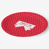 Weißes Polka Dots Rotes Papier Platte Pappteller (Schrägansicht)