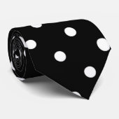 Weißes Polka-Punkt-Muster auf schwarzer Krawatte (Gerollt)