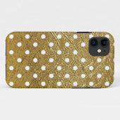 weißes Polka-Punktmuster auf goldgelbem Case-Mate iPhone Hülle (Rückseite (Horizontal))