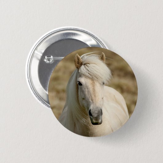 Weißes Pony Button (Vorne & Hinten)