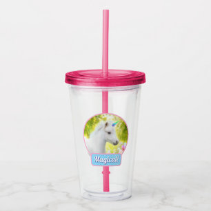 Weißes Pony Einhorn Acryltrinkbecher