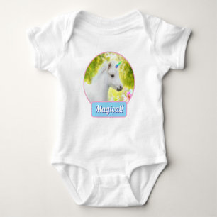 Weißes Pony Einhorn Baby Strampler