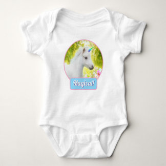 Weißes Pony Einhorn Baby Strampler