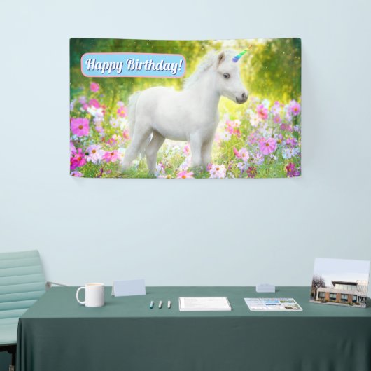 Weißes Pony Einhorn Banner (Messeveranstaltung)
