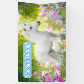 Weißes Pony Einhorn Banner (Vertikal)