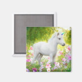 Weißes Pony Einhorn Magnet (Vorderseite/Rückseite)