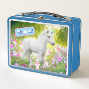 Weißes Pony Einhorn Metall Brotdose