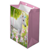 Weißes Pony Einhorn Mittlere Geschenktüte (Vorderseite Schrägansicht)