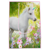 Weißes Pony Einhorn Mittlere Geschenktüte (Rückseite)