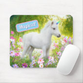 Weißes Pony Einhorn Mousepad (Mit Mouse)