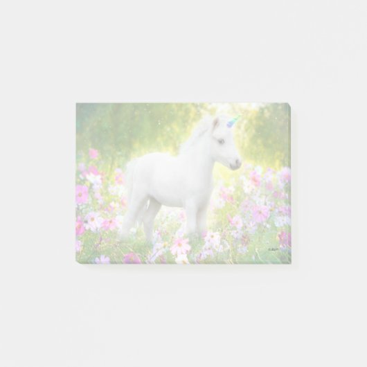 Weißes Pony Einhorn Post-it Klebezettel (Vorderseite)