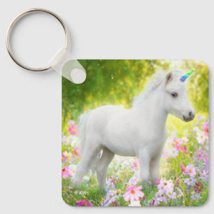 Weißes Pony Einhorn Schlüsselanhänger