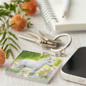 Weißes Pony Einhorn Schlüsselanhänger (Vorderseite rechts)