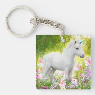 Weißes Pony Einhorn Schlüsselanhänger