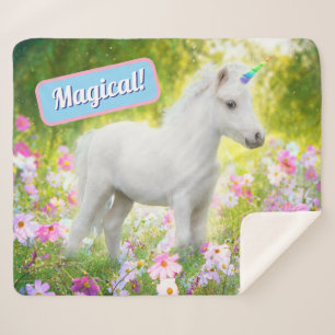 Weißes Pony Einhorn Sherpadecke
