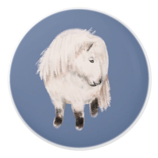 Weißes Pony Keramikknauf (Vorderseite)