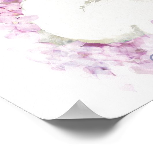 Weißes Poodle in Lilacs Poster Print (Ecke)