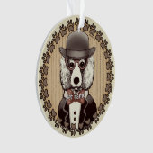Weißes Poodle mit Brille Ornament (Vorderseite)