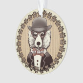 Weißes Poodle mit Brille Ornament (Vorderseite)
