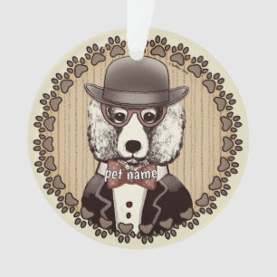 Weißes Poodle mit Brille Ornament