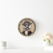 Weißes Poodle mit Brille Runde Wanduhr (Zuhause)