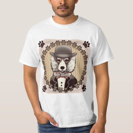 Weißes Poodle mit Brillenträger T - Shirt (Vorderseite)
