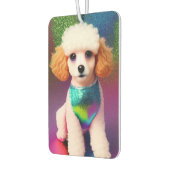 Weißes Poodle mit Cremeohren auf Regenbogenfunkel Autolufterfrischer (Links)