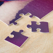 Weißes Poodle mit Cremeohren auf Regenbogenfunkel Puzzle (Seite)